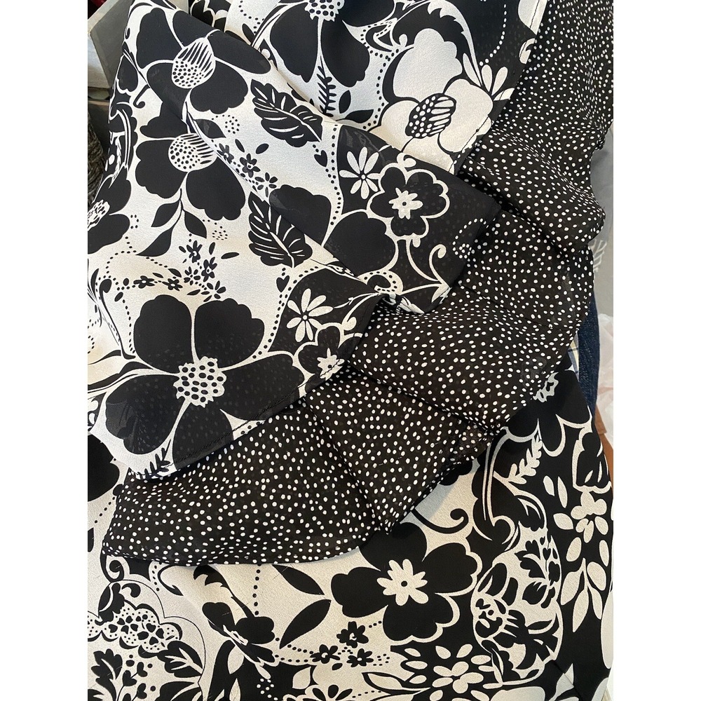 Y2K Party Dress Midi Fairy Black Flowy Floral Babydoll Ruffle Polka Dot Medium - Picture 5 of 7
